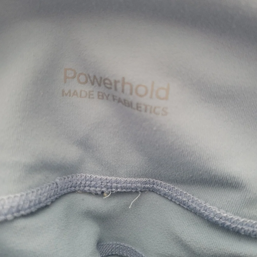 Fabletics Powerhold Baby Blue Logo Stripe Athletic Leggings